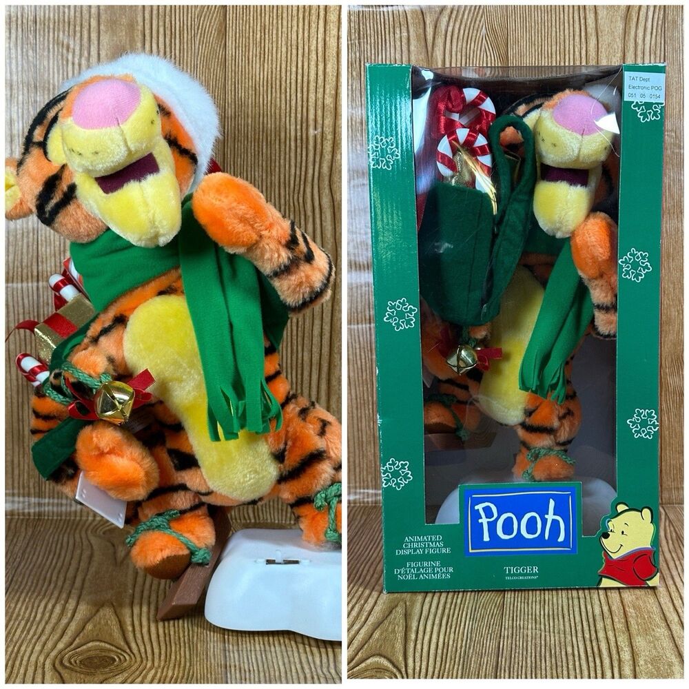 Telco Winnie Pooh Christmas Animated Plush Motion-Ette Skiing‎ Tigger See Video